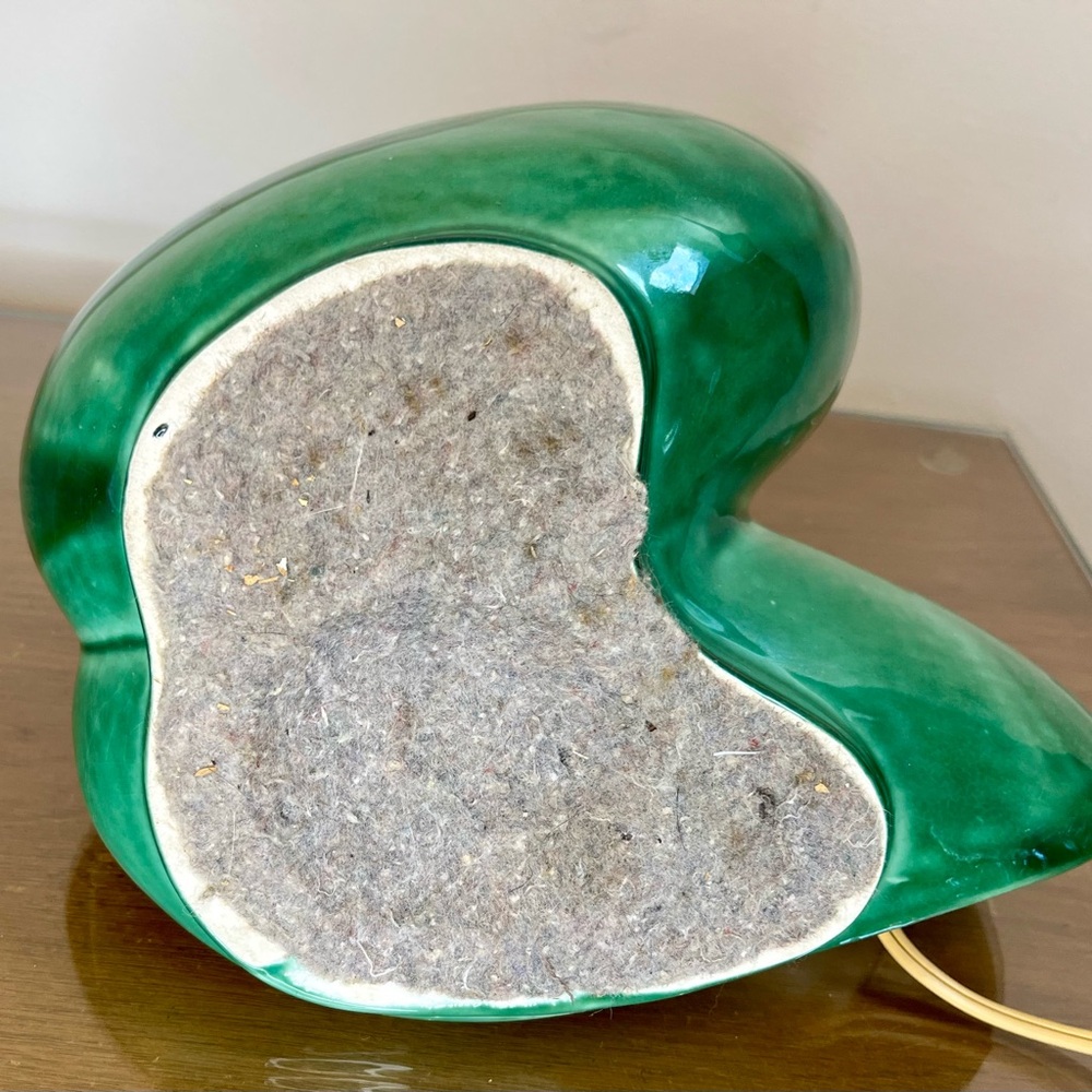 Vintage MCM TV Lamp - Planter, Green Drip Glaze, Shell Design Ambient Light Vibe - Picture 8 of 17